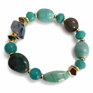 Bohemian Handmade Lampwork <b>Beaded</b> <b>Bracelet</b> Coral Resin Beads Gold Plated Accents Geometric Shapes Customizable Fashion - Product Image 4
