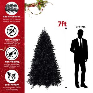 Albero di Natale Artificiale Nero da 2,1 m con 450 Luci, Rami in PE/PVC Premium 1916, Base da Tavolo - Product Image 3