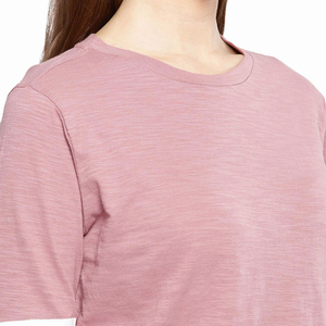 <b>Women's</b> Pink <b>T</b>-<b>Shirt</b> Three Quarter <b>Sleeve</b> <b>T</b>-<b>Shirt</b> Crew Neck <b>T</b>-<b>Shirt</b> With <b>White</b> Stripe Casual Wear <b>T</b>-<b>Shirt</b> Gym Wear <b>T</b> <b>Shirt</b> - Product Image 6