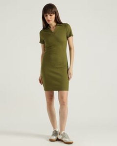 Vestido ajustado de punto acanalado de manga corta más vendido, vestido de punto ajustado con logotipo personalizado - Product Image 6