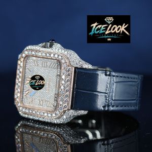 Reloj de Cuarzo Analógico para Hombre con Esfera Cuadrada, Chapado en Oro Rosa, con Diamantes, Caja de Acero Inoxidable, Correa de 20 mm, para Fiestas y Uso Diario - Product Image 3