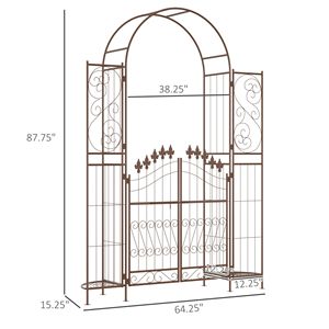 Arco da Giardino in Alluminio da 7 Piedi con Motivo Fleur De Lis, Porte con Chiusura, Scaffali Porta Piante e Supporto per Piante Rampicanti, Ideale per Cerimonie - Product Image 3