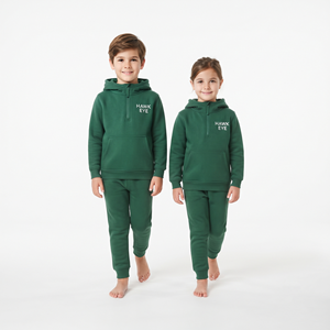 Conjunto Deportivo Informal con Capucha para Niños, Sudadera con Cierre de Media Cremallera y Pantalones Deportivos, Color Verde Sólido, Tendencia Diaria - Product Image 4