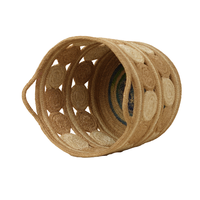 Lot de 3 paniers à plantes en jute tressé naturel, motif pièce ajourée, faits à la main, avec poignées, vente en gros