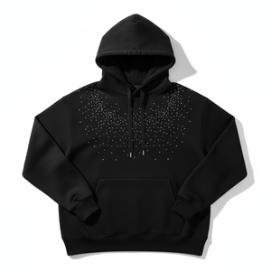 Wholesale Heavyweight Cotton Hoodie Men Custom Rhinestone Hoodie 350 Gsm Blank Fleece No <b>String</b> Oversized Hoodie - Product Image 1