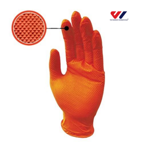 Gants en nitrile orange résistants aux produits chimiques et à l'huile, à texture diamantée en relief, de qualité supérieure, 8 mil, pour mécaniciens - Product Image 4