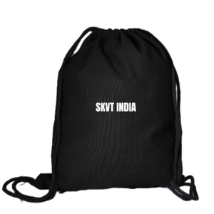 <b>Black</b> Organic Cotton Canvas Drawstring Bag Waterproof <b>Strings</b> 23L Capacity Physiological Curve Back Soft Handle for Gym Outdoor - Product Image 1