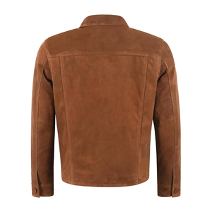 <b>Men</b>’s Genuine Goat Suede Leather <b>Jacket</b> Tan Button Front <b>Utility</b> Workwear <b>Jacket</b> Classic Collar Box Pocket Casual Coat Wholesale - Product Image 2