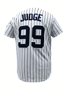 Maillot de baseball New York pour homme, manches courtes, boutons sur le devant, rayé, polyester, coupe classique, toutes saisons, haut de sport - Product Image 6