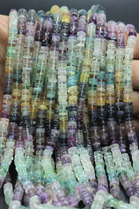 AAA Quality Multi Fluorite <b>Heishi</b> Beads 6mm 16 Inches Smooth Tyre Shape Natural Stone 0.40mm Hole for Jewellery Making - Product Image 3