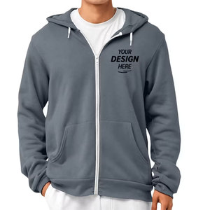 Veste de sport doublée en polaire confortable pour l'automne et l'hiver, streetwear pour homme, sweat-shirt à capuche gris zippé en polaire décontracté - Product Image 1