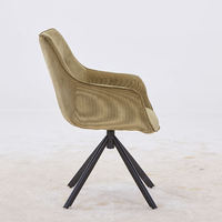 Chaise contemporaine à dossier creux en velours blanc 360 °   Chaise pivotante de salle à manger et de cuisine avec base étoilée noire