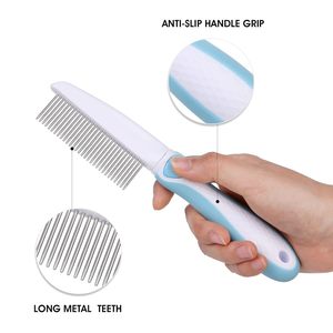 Peigne à dents angulaires en acier inoxydable pour chien, conception simple, brosse de toilettage, manche en ABS écologique, démêlage efficace, autres produits pour animaux de compagnie - Product Image 5