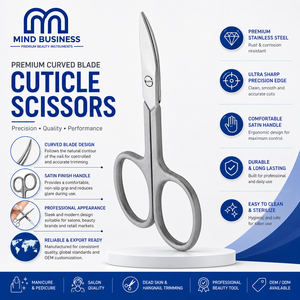 Premium Satin Finish Curved Sharp <b>Cuticle</b> <b>Scissors</b> Mirror Polish Stainless Steel Right-Handed Precision Manicure Nail Trimming - Product Image 1