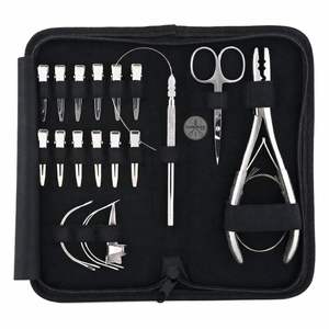 Pinza de crimpado de acero inoxidable LUMINEX IMPEX para extensiones de cabello, incluye 2 microperlas de doble orificio, herramienta de 12 clips de seccionamiento. - Product Image 1