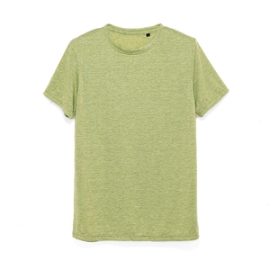 เสื้อยืดคอกลมแขนสั้นสีเขียวล้วนทรงปกติสำหรับผู้ชาย ผ้าฝ้าย ระบายอากาศได้ดี สไตล์เรียบง่าย - Product Image 2