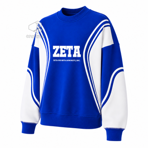 Zeta phi เสื้อสวมหัวสำหรับสตรีรุ่นเบต้าเสื้อสเวตเชิ้ตแขนยาวสำหรับสตรีสีน้ำเงินสีขาว - Product Image 2