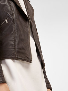 Sheep Skin Breathable Moto <b>Jacket</b> Asymmetrical Zip Front Woven Leather Skin Leather <b>Jackets</b> - Product Image 6