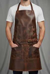 Genuine Leather Smell Proof Lightweight Machinist Apron Metal Lathe Protection Heavy Duty Workshop Safety Gear Cross Backs - Product Image 3