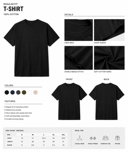 เสื้อยืดแขนสั้นคอกลมทรงเข้ารูป ผ้าเจอร์ซีย์ถัก สีพื้น ย้อมสีเรียบ ผ้าสแปนเด็กซ์/โพลีเอสเตอร์ สีดำ ระบายอากาศได้ดี ไม่ยับ - Product Image 4