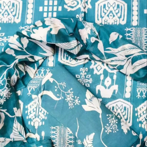 Tissu de costume pour femme, style ethnique indien, pour le bureau, en pur coton non coupé, avec imprimé artisanal et dupatta en mulmul - Product Image 1