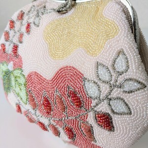 Classic Embroidered Beaded Handbag With Floral Pattern <b>Pink</b> White Yellow Design Custom Shape Wedding Favor <b>Gift</b> Bag - Product Image 4