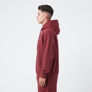 <b>Men's</b> <b>Sweatshirt</b> <b>Red</b> Cotton Shiny Sleeve Rhinestone Hoodie Custom Cotton Pullover Streetwear Fashion Winter <b>Sweatshirt</b> - Product Image 3