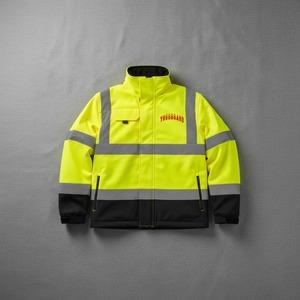YOUHBRAND Veste de travail haute visibilité réfléchissante pour homme, coupe-vent, en polaire épaisse, doudoune d'hiver, col montant, fermeture éclair - Product Image 6