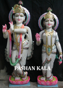 Sculpture Radha Krishna en marbre blanc, magnifique bijou de grande qualité, - Product Image 5