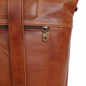 High Grade Genuine Leather Roll Top Backpack Exquisite Craftsmanship Cowhide <b>Bag</b> <b>For</b> <b>Men</b> Professional Trip LRTB-0137 - Product Image 4
