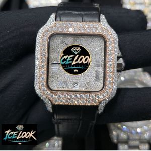 นาฬิกา ICELOOK หรูหราทรงสี่เหลี่ยมประดับเพชร ตัวเรือนสแตนเลส สายหนัง ระบบควอตซ์อนาล็อก ขนาด 38 มม. เครื่องประดับแฟชั่นสำหรับทุกเพศ - Product Image 1