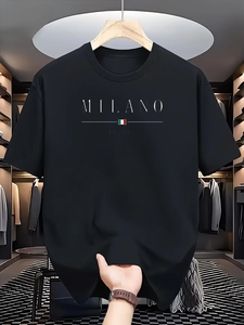 เสื้อยืดแขนสั้นคอกลมลำลองสำหรับผู้ชายในฤดูร้อน ทรงปกติ ปักลาย ระบายอากาศได้ดี สวมใส่สบาย เหมาะสำหรับเล่นกีฬา - Product Image 3