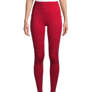 <b>Women</b> High Waist Full Length <b>Leggings</b> Solid <b>Red</b> Knitted Stretchy Seamless Fitness Wear All Seasons Basic Style - Product Image 4