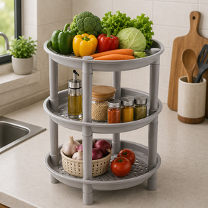 Three-Layer Large Durable <b>Plastic</b> Waterproof Heavy Duty Storage <b>Rack</b> Organizer Stackable Modern Multifunction Minimalist Design - Product Image 1