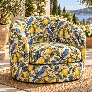 Tela Brocada Jacquard Floral Personalizada Blue Bird de PRANIKA INTERNATIONAL, 58/60 Pulgadas, Tejida, Estampada, Transpirable y Ligera para el Hogar - Product Image 1