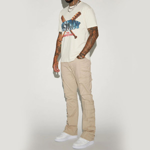 Custom Made Men <b>Cargo</b> Trousers Canvas Straight Fit Multiple Pockets Elastic Waist Workwear Style Spring Casual <b>Pants</b> For Sale - Product Image 3