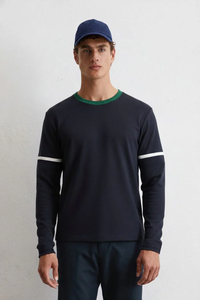 Camiseta de Hombre SOSH de 4'' con Cuello a Contraste y Rayas, 100% Algodón, Secado Rápido, Corte Regular, 260 Gramos - Product Image 5