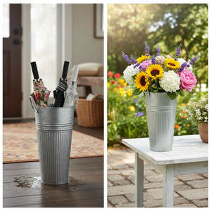 Seau à fleurs galvanisé Vaes Farmhouse pour la décoration de la maison, porte-parapluie - Product Image 4