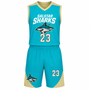 Maillots de basket-ball pour hommes de haute qualité, dernier design, personnalisés, ensembles d'uniformes d'équipe, 100% polyester, col en V, sans manches, grande taille, séchage rapide - Product Image 1
