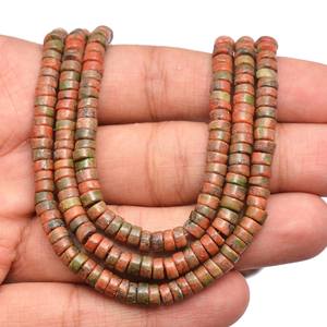 ลูกปัดอูนาไคต์ AAA+ ขนาด 5 มม. รูปทรงเฮชิ รอนเดลล์ เรียบเนียน ลูกปัดอูนาไคต์ธรรมชาติ พลอยกึ่งมีค่า รูปทรงล้อ สำหรับทำเครื่องประดับ - Product Image 1