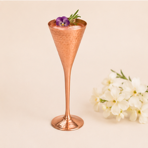 Handcrafted 100% Pure <b>Copper</b> Hammered Wine Glass Goblet Luxury Long Stem Champagne Flute For Hotel Bar And Wedding Tableware - Product Image 2