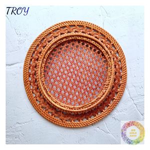 Natural Rattan <b>Placemats</b> Handmade Woven <b>Round</b> Table Mats with Organic Texture for Rustic Dining and Home Decoration - Product Image 2
