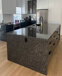 Planche de comptoir en granit gris acier moderne poli pour îlot de cuisine, hôtel, villa, lavabo de salle de bain - Product Image 1