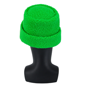 AKA Green Sherpa Beanie Hat Green Fleece <b>Winter</b> <b>Cap</b> with Pink Embroidered Letters Soft Warm Roll Cuff Beanie <b>for</b> Women <b>Men</b> - Product Image 3