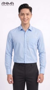Camisa de Bambú Azul Cielo para Hombre ANIMA, Transpirable, Estilo Casual de Negocios - Product Image 5