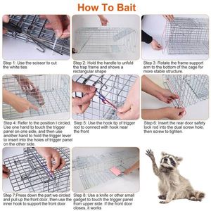 Humane Dual-Door Animal Trap Cage with Guard Plate Galvanized Sturdy Wire Mesh 30.51x11.02x11.81in Pest Control - Product Image 4