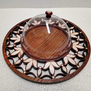 Plateau à chocolat rond de luxe en bois et nacre, fait main, de haute qualité, pour l'Aïd et le Ramadan au Vietnam (vente en gros) - Product Image 1