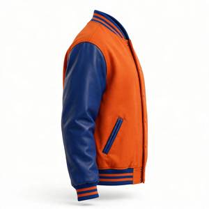 Chaqueta universitaria de manga en contraste, chaqueta universitaria de dos tonos, chaqueta universitaria con parche personalizado, chaqueta universitaria con parche de chenilla, chaqueta universitaria bordada. - Product Image 2