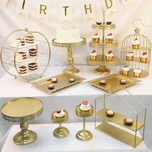 Support à gâteau rond à 2 niveaux, présentoir à desserts, support à cupcakes, décoration élégante pour mariage, anniversaire, fête, table de cuisine en métal - Product Image 4