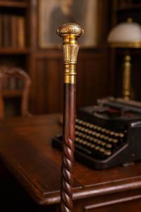 Bastón Plegable Victoriano de Lujo con Mango de Latón Grabado, Bastón de Madera Hecho a Mano en Estilo Steampunk, Regalo para Uso Diario - Product Image 4